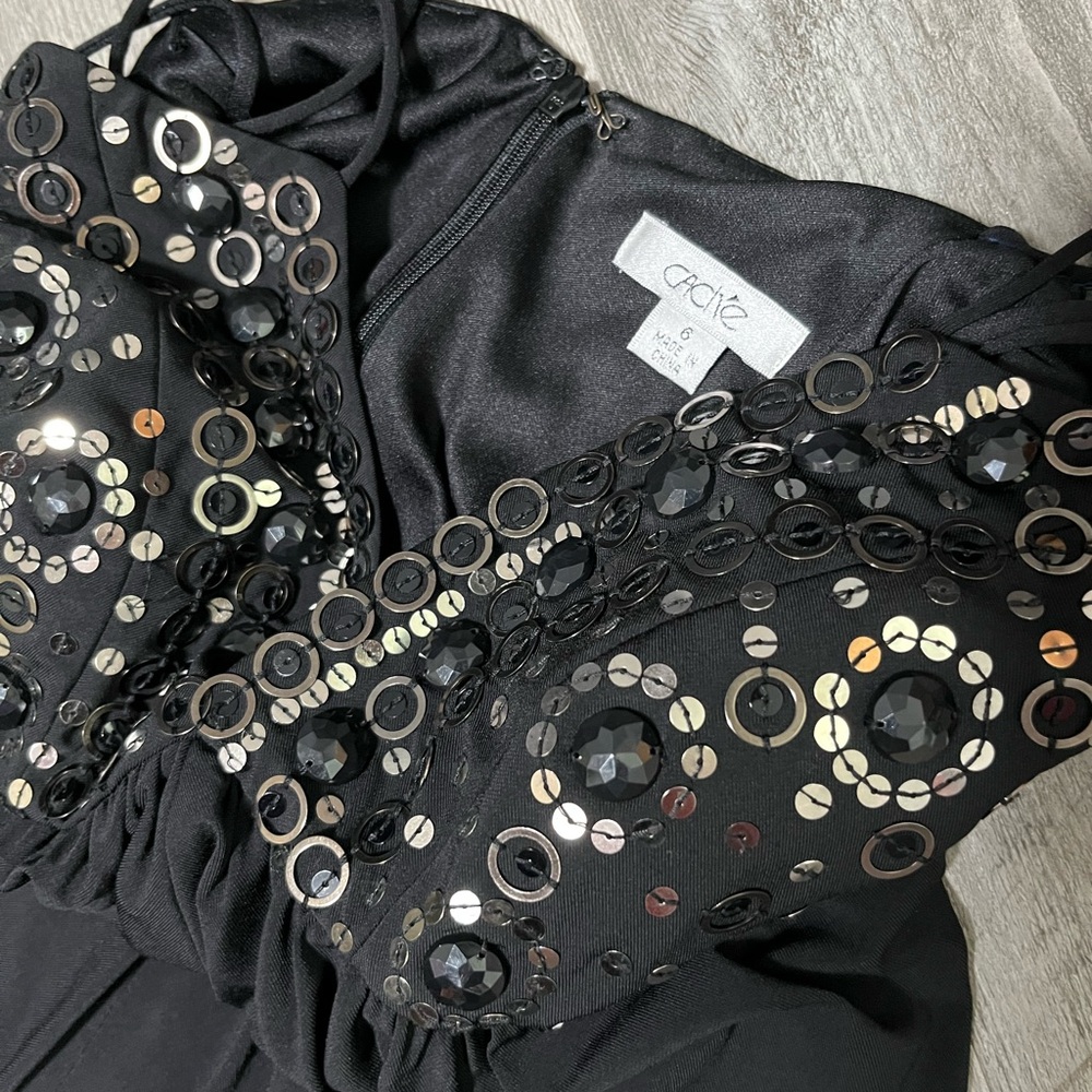Cache Black Dress With Sequin Embellishments - image 2